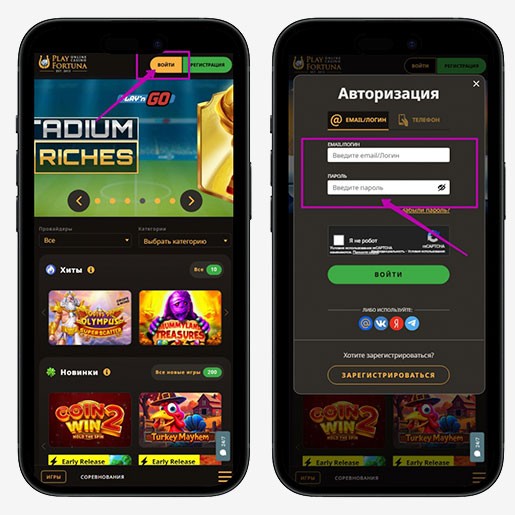 Авторизация в профиле